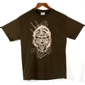 Hanes Heavyweight Wolfman Werewolf Cotton Blend Mens T Shirt Brown Med Tee
